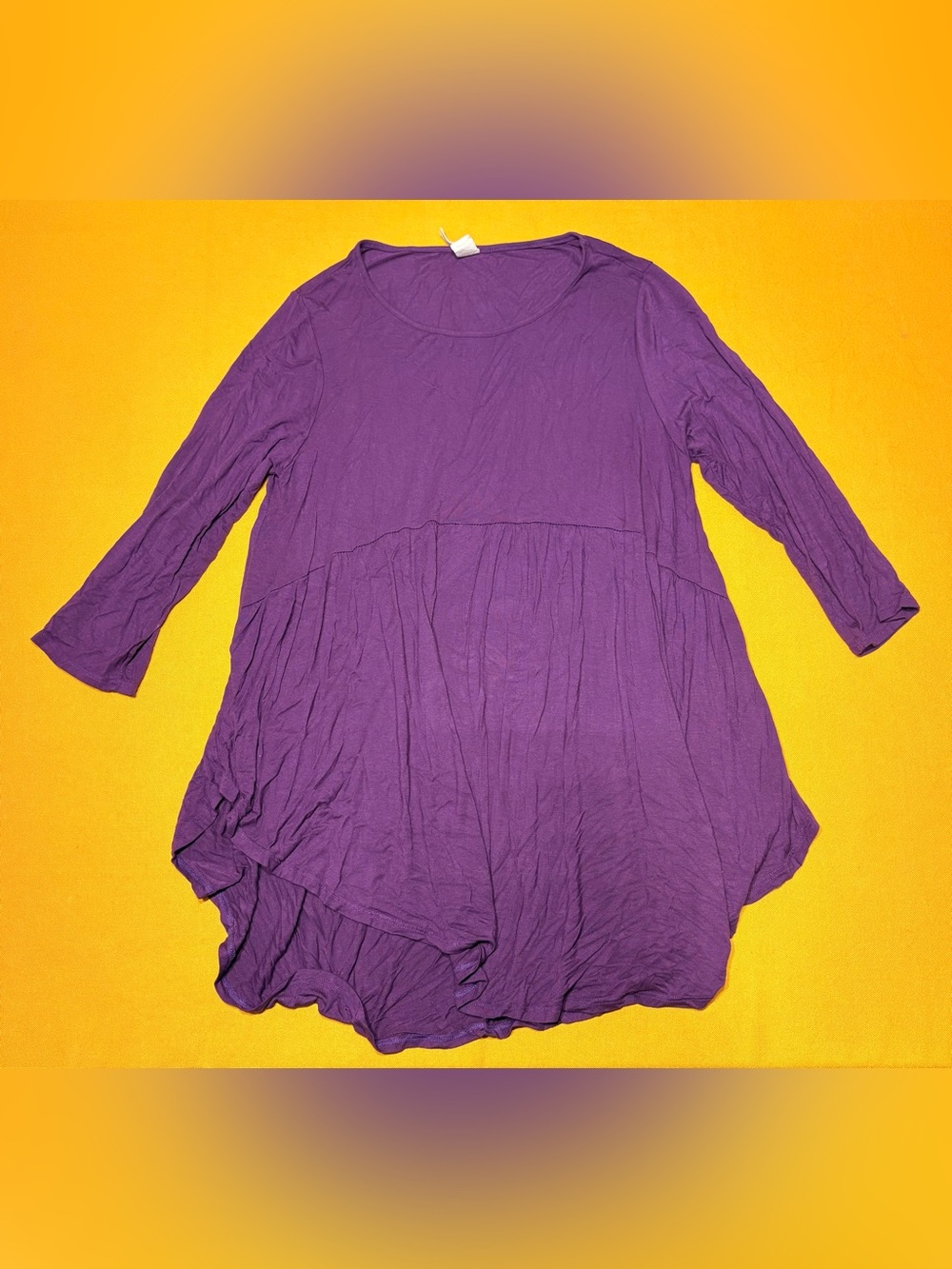 Bellamie Purple 3/4 Sleeve Peplum Tunic Top